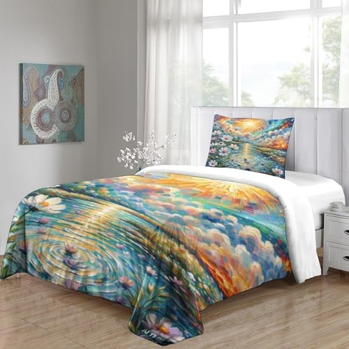 Housse de couette microfibre douce Cosmos impression 3D premium lit single - 5