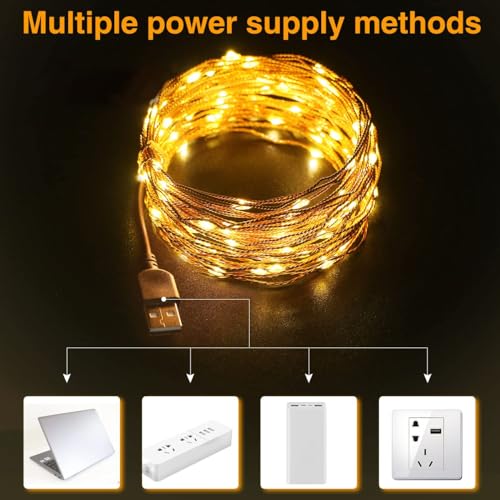 litogo 120LED 12M Photo Clip String Lights, USB Powered Photo Peg Fairy Lights with 60 Clips Indoor, Copper Wire Plug in Hanging String Photo Frames Decoration for Bedroom Wedding Party Christmas - Image 4