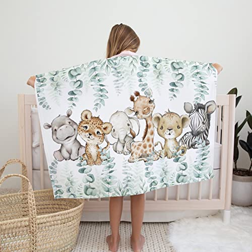Hawskgfub Baby Toddler Boy Girl Safari Jungle Animals Blanket Gift, Nursery Elephant Giraffe Zebra Lion Flannel Fleece Swaddling Blankets thumb #3
