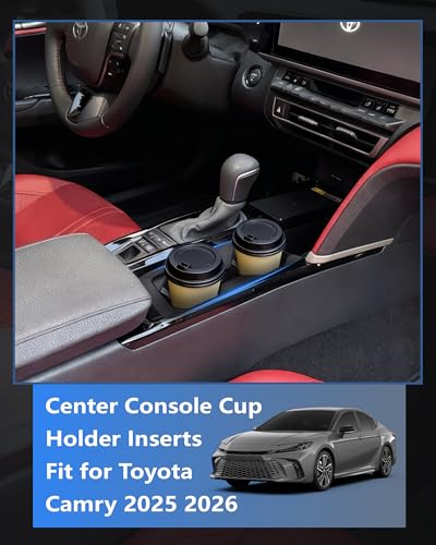 Image of Cup Holder Inserts for 2026 2025 Toyota Camry Accessories, Non-Slip TPE Center Console Protector Organizer to Prevents Spills & Scratches for Camry SE|XSE|LE|XLE Interior Accessories