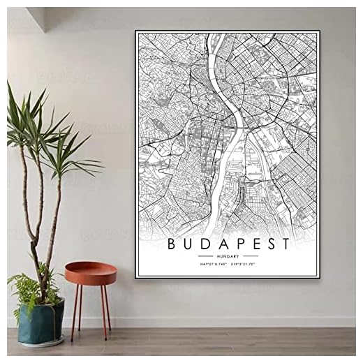 Canvas Väggkonst Ungern Karta Budapest Städer Affischer och tryck Bilder för vardagsrum Hem Interiör Dekorativ 70x100cmx1st ramlösa