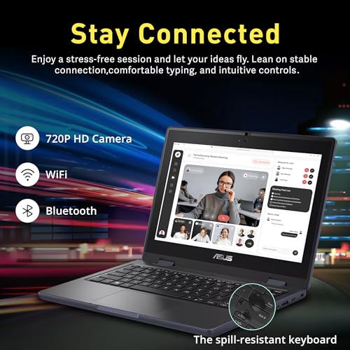 Image of ASUS BR1102FGA 11.6 inch 2-in-1 Touchscreen Laptop, Intel Celeron N100, 4GB RAM, 1.25TB Storage(256GB SSD+1TB Docking Station Set), Intel UHD Graphics, WiFi 6, Webcam, Win11 Pro, Gray