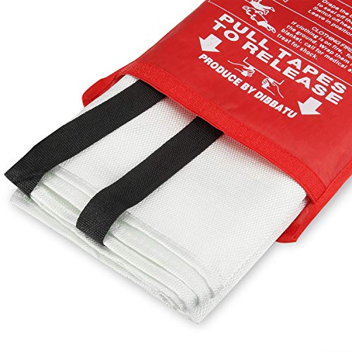 DIBBATU Fire Blanket Emergency for Kitchen, Suppression Flame Retardent Safety Blanket for Home, Schooll, Fireplace, Grill, Car, Office, Warehouse (39 in x 39 in)