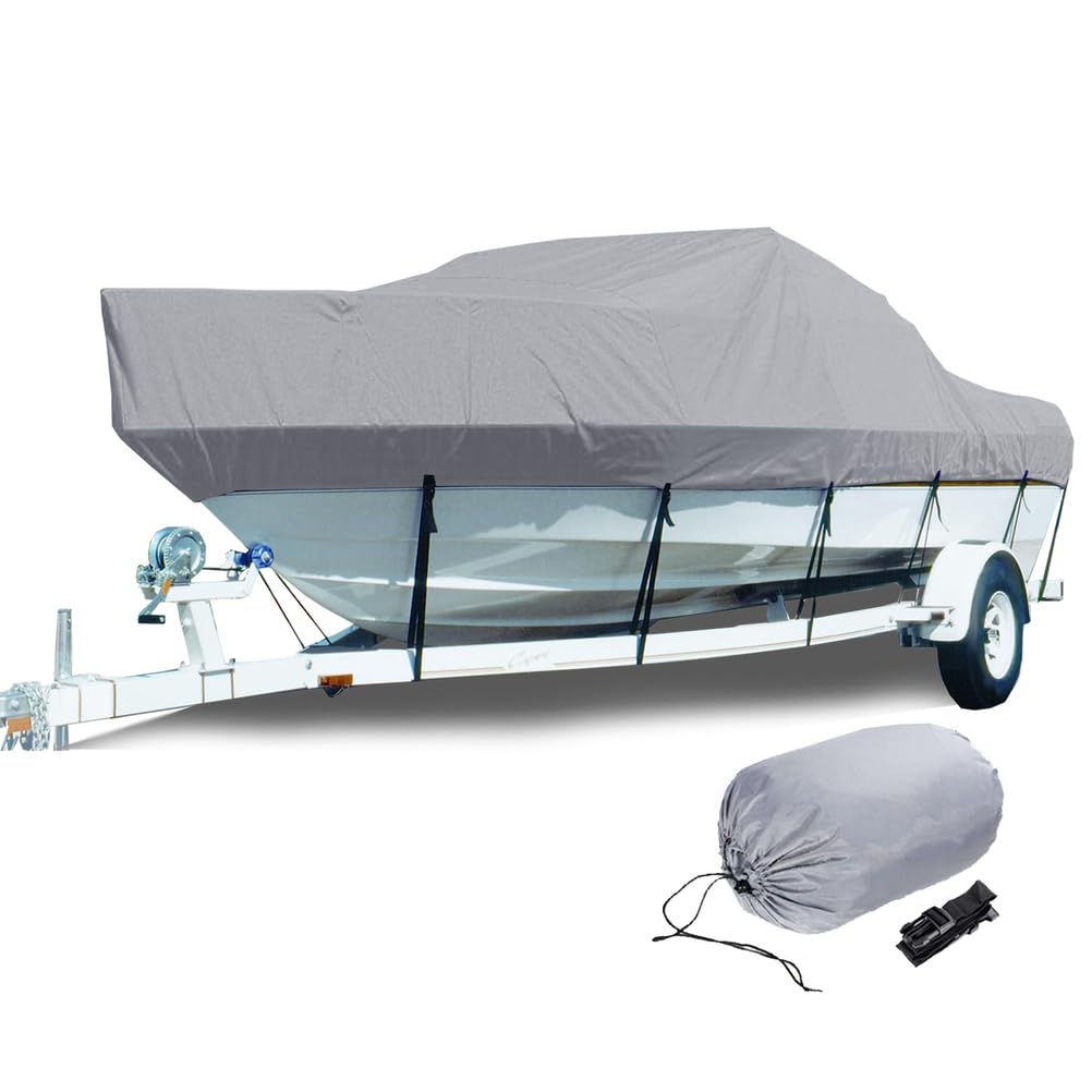 Telo Copri Barca, Coperture per Barche Tessuto Oxford 300D Impermeabile Adatto a Scafo a V, Tri-Scafo, Barca da Sci da Pesca, Grigio,21 to 24ft: 732x300cm