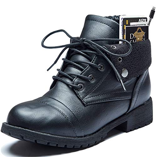 Women's DailyShoes Combat Style Lace Up Sweater Top Ankle Bootie With Pocket