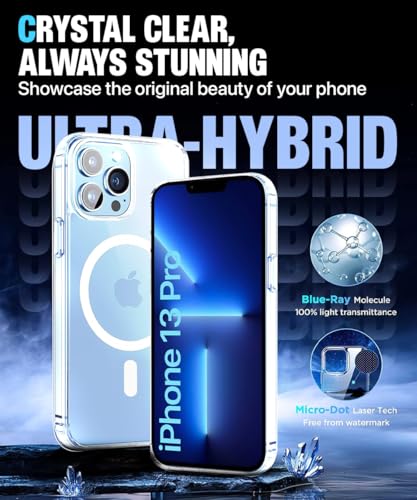 Image of WOW IMAGINE Ultra-Hybrid Back Case Cover for iPhone 13 Pro | Compatible with MagSafe | Drop and Camera Protection | Shock Proof Crystal Clear Mobile Back Case (PC+TPU, Transparent)