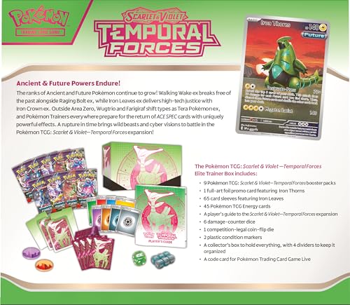 Pokemon 699-85715 Tcg: Scarlet And Violet: Temporal Forces: Elite Trainer Box: Iron Leaves thumb #3