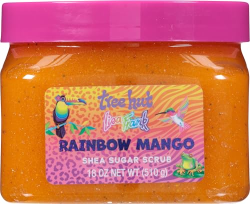 Image of Lisa Frank x Tree Hut Rainbow Mango Body Scrub, Exfoliating & Hydrating Sugar Scrub with Shea Butter & Essential Oils, Smooth Skin, Body Exfoliator For All Skin Types, Self Care Gifts for Women, 18 Oz