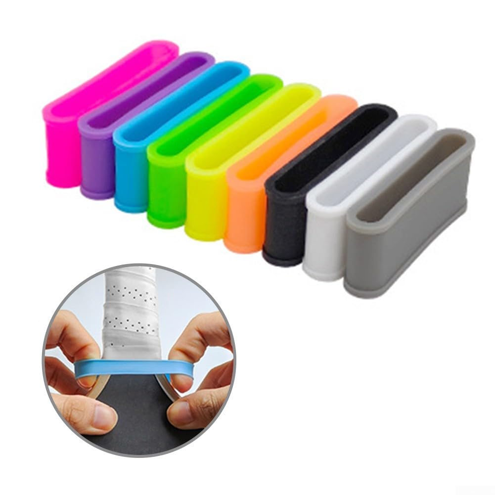Lot de 9 anneaux de fixation en silicone pour raquette de pickleball, paddle, tennis Multicolore 5 cm