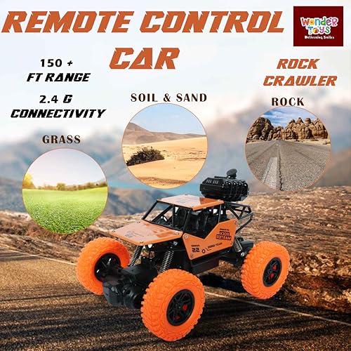 Image of Wonder Remote Control Rock Master /Crawler with Smoke, Monster Car for Kids Monster Truck Rock Climbing Car Toy for Kids | 2.4 GHz Remote with Long Range | C Type Charging | Made in India (Orange)