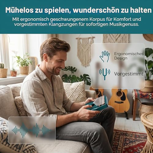 Musfunny Kalimba Daumenklavier 17 Schlüssel: Fingerklaviere Holz Mit Lehrmaterial Stimmhammer- Thumb Piano for Kinder Erwachsene Anfänger