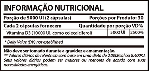 Vitamina D3 5000 ui Sunfood 60 Cápsulas kit 3 Unidades
