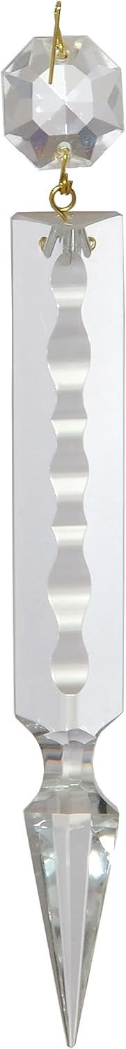 B&P Lamp® 5 Inch (125MM) Crystal Chandelier Light Replacement Pendant Prism, Spear Cut Brass Pin