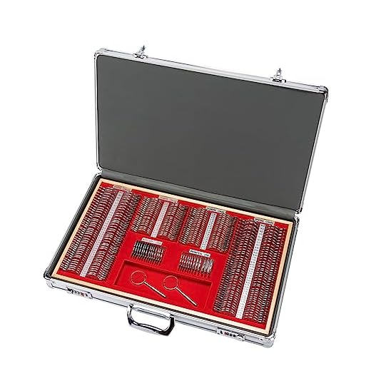 AISITESY Estojo de Lente Equipamento de Optometria Conjunto de Lentes de Teste de Prisma de Borda de Metal Óptico Js-266