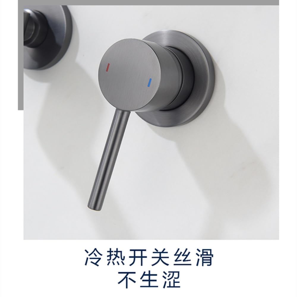Lavabo Grifo de baño Agua fría y caliente Montaje en pared Mezclador Fregadero Grifo inteligente Caño giratorio Baño con manija única, gris, talla única