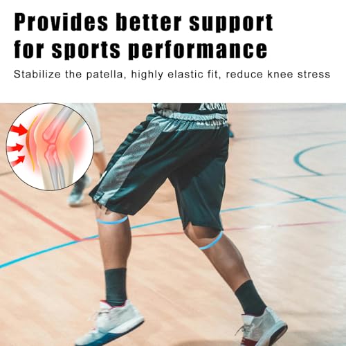Image of Gosknor 2pcs Patellar Tendon Support Strap Knee Band (Fluorescent Blue) | Silicone Patella Knee Brace Elastic Knee Pain Strap for Basketball Running Hiking Jumpers Soccer Volleyball Sports