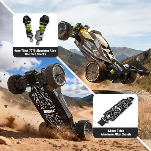 Image of RLAARLO 1 /10 Brushless RC Cars, 4x4 Buggy, 50+ MPH, Carbon Fiber, Ages 14+ | 3650-2650KV Brushless Motor, 4WD, 3S LiPo, Alloy Chassis, Sealed Diffs, 20kg Servo, 6CH Radio, Waterproof, All-terrain