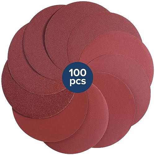 100 PCS 6 Inch Premium PSA Sanding Discs 60 80 120 180 240 320 400 600 800 1000 Grit Aluminum Oxide Self Stick Adhesive Sanding Discs for Random Orbital Sander and Belt Disc Sander
