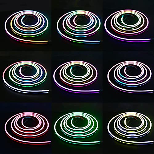 Image of ALITOVE Neon Light Strip WS2811 Addressable RGB LED Strip Dream Color Rainbow Programmable Digital LED Pixels 6.6ft 216 LEDs for DIY LED Neon Signs Letters Bar Art Wall 12V DC, No Power and Controller