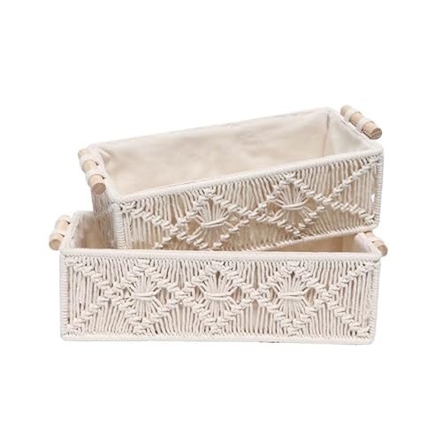 Macrame Storage Boho Decor Basket Set for Organizing - Woven