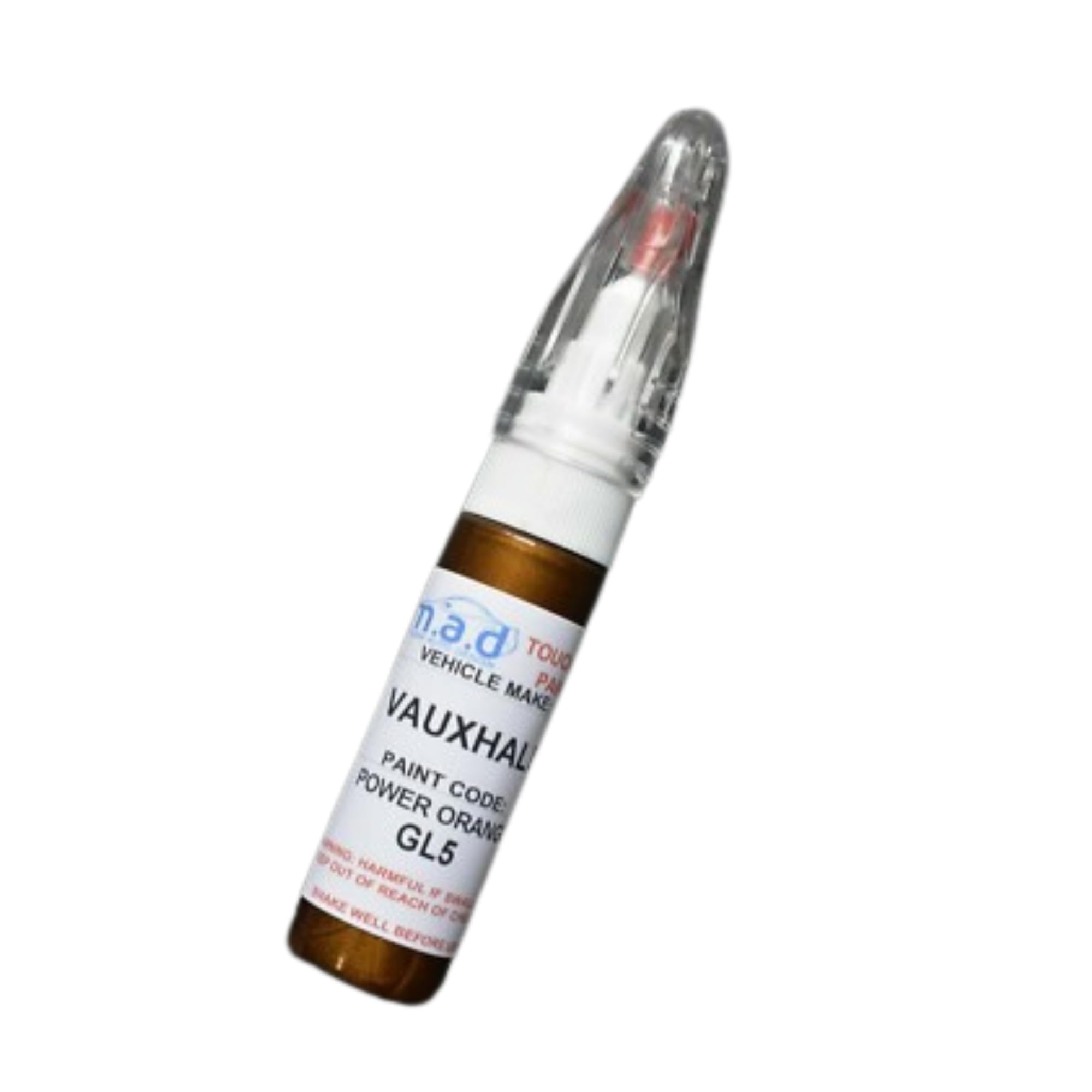 M.a.d Myldan Auto Design Just Paint Car Touch Up Paint Pen Compatible With Vauxhall Power Orange Gl5 Corsa Astra Mokka - 20Ml Precision Scratch Repair Kit With Needle & Brush - Uk Mixed Automotive Paint (Just Paint)