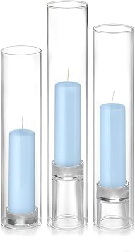 Yummi Set of 12 - Slim Pillars, Chimneys & Glass Holders - Ice Blue