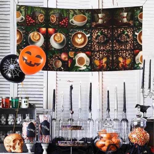 MINDBBDFJ Coffee Collage-1 Print Banners And Signs For Outdoor/Indoor,Personalized Banner Customizable Parties Halloween Banner (180x90cm)2