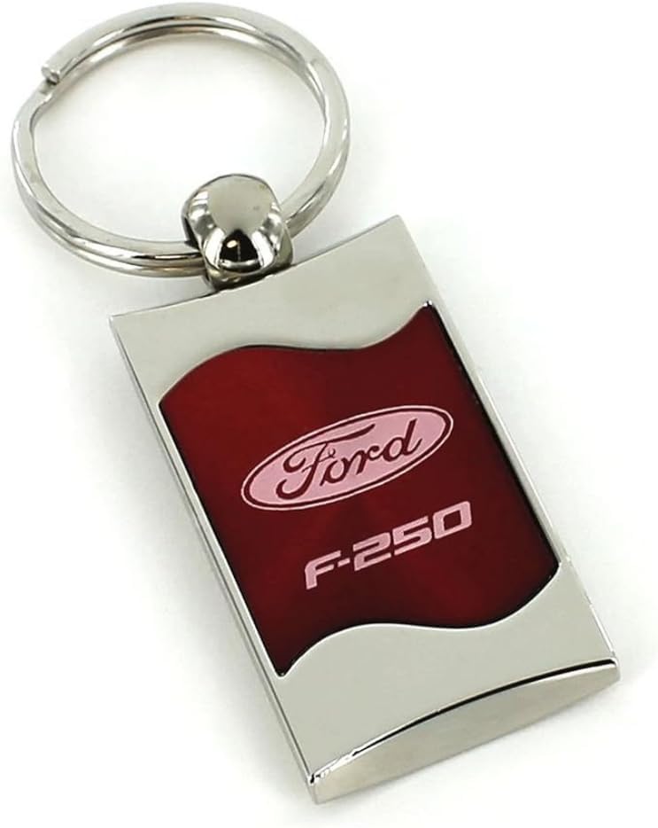AU-TOMOTIVE GOLD, INC. Officially Licensed Red Rectangular Wave Key Fob for Ford F-250