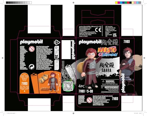 Playmobil 71103 Gaara - Naruto - Héros Issu de la série d'anime - pour reconstituer des scènes légendaires ou Inventer de Nouvelles Histoires - Dès 5 Ans