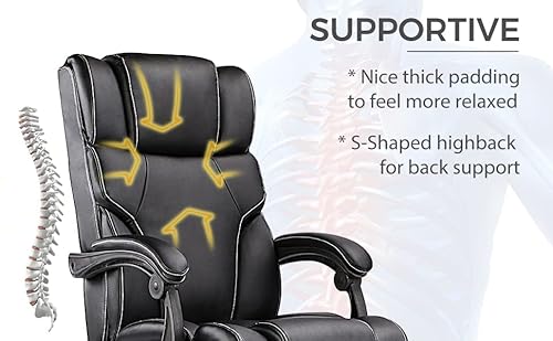 Ficmax Imitation Ergonomic Office Chair, 155 ° Can Lie Down With A Footrest, The Rest Of The Office Can Relax, Arc-Shaped Cushion, Better Fit Your Legs, Reduce Sedentary Fatigue（Jhh3-Black） #TOP3