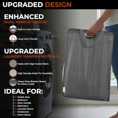 ALCOVA 2 Pack Hanging Laundry Hamper, Space-Saving Mesh Hanging Laundry Bag with Dual Handles & Sturdy Hooks, Portable Hanging Hamper for Family, College Students, Small Closet Solutions by ALCOVA - Used condition - Image 3