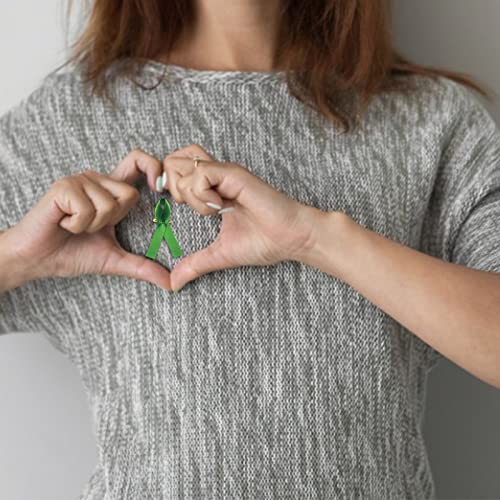 CRAFFANCY 200 Pcs Green Mental Health Awareness Ribbons with Safety Pins - Image 2