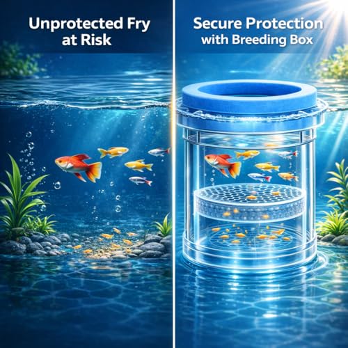 Image of VAYINATO Floating Fish Breeder Box for Aquarium - 11.5cm Double Layer Isolation Incubator with Foam Collar | Clear Fry Protection Box for Guppy, Betta & Small Fish