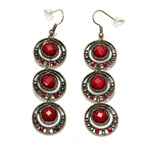 Compre show Donna Orecchini Pendente Lungo Rosso