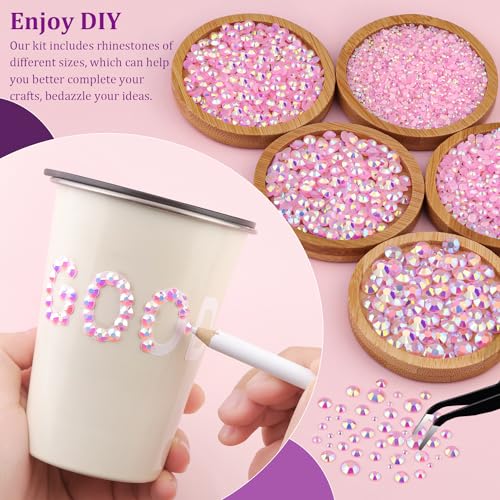 Image of Resin Jelly Rhinestones for Crafting with B7000 Jewelry Glue, 1 Box Light Pink AB Flatback Crystal with 3Pcs 10ml Glue, Bedazzling Non Hotfix Gems for DIY Tumblers Clothing Shoes Manicure