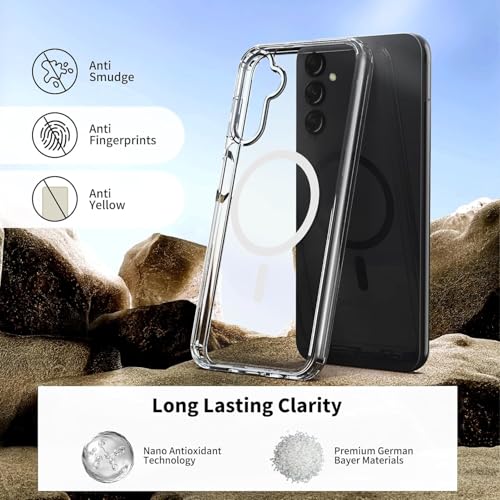 Image of DIZORO Magnetic for Samsung A55 5G Case Clear [Compatible with MagSafe][Anti-Yellowing][Built-in 4 Airbags][Military Grade Protection][Shockproof ] Samsung A55 5g Phone Back Cover (Clear)