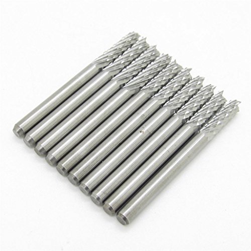 Image of 3.175MM Shank Diameter Carbide End Milling Cutter, Engraving Edge Cutter, CNC Router End Mill for PCB Machine Pack of 10