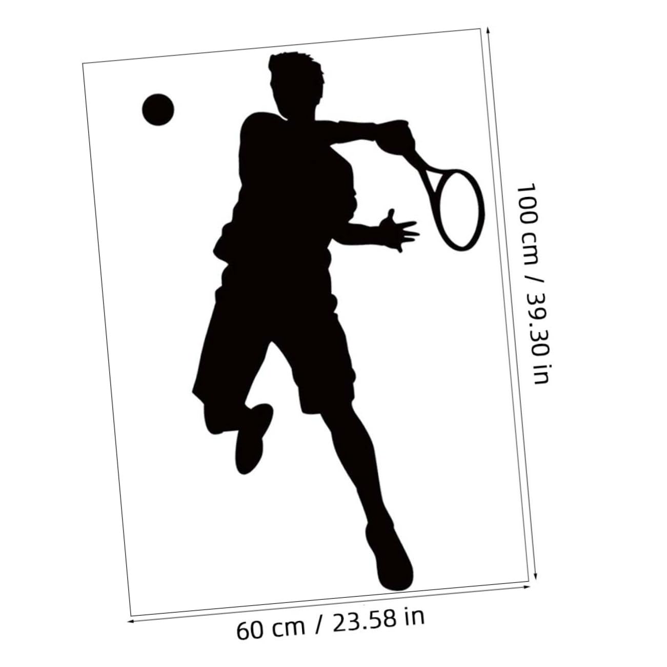 Adesivo Murale Sportivo Autoadesivo in Pvc Nero Giocatore di Tennis per Cameretta Palestra