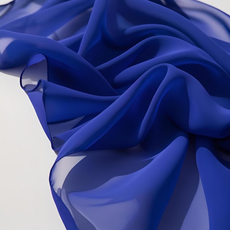 New Star Fabrics Chiffon Fabric, Continuous 60" Wide (30ft) Sheer Material, 100% Soft Polyester, Ideal for Wedding, Party, Event Decor, Draping, and Dresses (Royal Blue, 10 Yards)