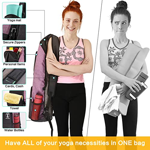 WARRIOR2 Yoga Mat Bags for Women & Men Fits 1/2" Thick Mat, Travel Yoga Backpack With Mat Holder, Large Pockets for Accessories & Water Bottles | Zipper Yoga Mat Bag Carrier
