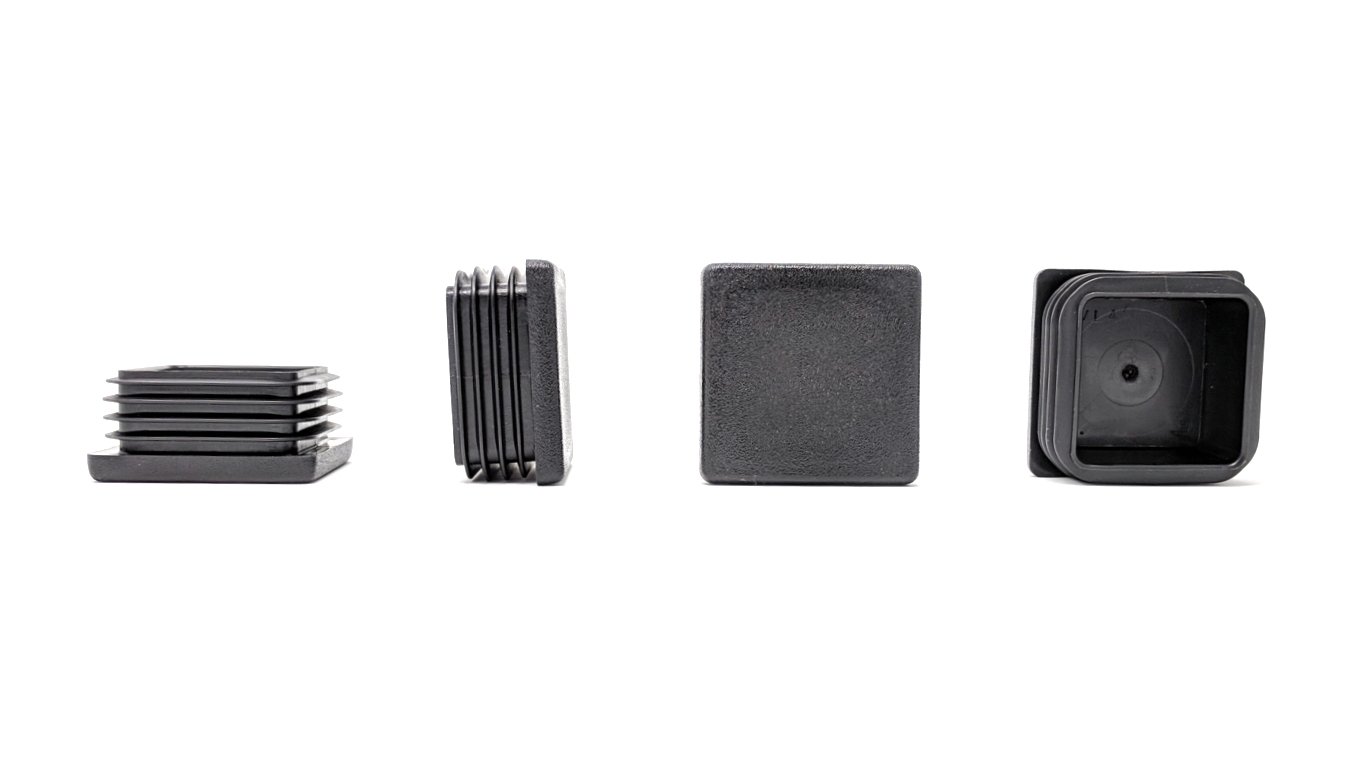 Keay Vital Parts Black 40X40mm Square Ribbed Plastic Insert Plugs End Caps Made In Germany (Pack Of 12, See Second Image For Dimensions).