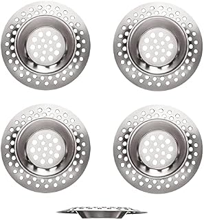(Set of 4) Stainless Steel Kitchen Sink Strainer Plug, Standard Strainer Drain Filter Protector for Bathroom/Kitchen, Hair Catcher Basket Strainer Waste Plug for Bathtub/Shower 3 inches 7.5cm