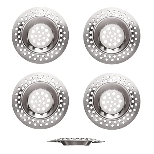 (Juego de 4) Tapón colador de fregadero de cocina de acero inoxidable, filtro de drenaje estándar para bañera/cocina, recogedor de pelo, tapón de residuos para bañera/ducha, 7,5 cm