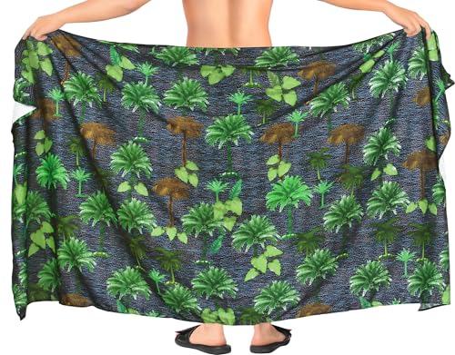 HAPPY BAY Men's Swim Bath Trunk Swimsuit Regular Surfing Swimwear Summer Sarong Long Pareo Beach Wrap for Men One Size Allover Trees, Black3