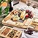 Viralcity Bamboo Cheese Board and Knife Set, Snack Tray Included, 13.8 x 13 x 1.6 Inch Wood Charcuterie Platter for Wine, Cheese, Meat, Large