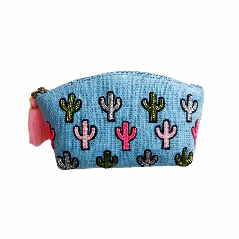 Velvet Multi Purpose Pouches - Cactus Pouch, Toiletry,Makeup Accessories and Cosmetic Bags for Women and Girls (Size: 21.5X8X12.5 Cm)-image-5
