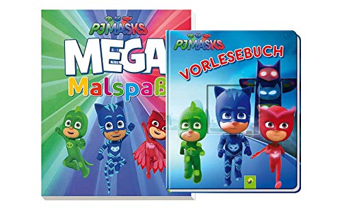 Preisvergleich Produktbild PJ Masks: Vorlesebuch (Pappbilderbuch) + MEGA Malspaß