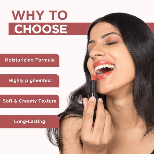 Image of Orgatre MoodBliss Creamy Matte Long Lasting Bullet Lipstick for Women | Intense Colour, Keeps Lips Moisturised | Non-Drying | Highly Pigmented Non-Transfer Formula | Enriched with Almond Oil (Muddy Mirage, 3.2 gm)