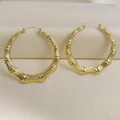 Bamboo Earrings Large Gold Bamboo Hoop Earrings 80s 90s Earring African Jewelry for Women Gifts Party Hip Hop Jewelry4