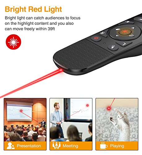 Presentation Remote With Air Mouse Function, Wireless Presenter Clicker Rf 2.4Ghz Usb Laser Pointer Presenter Control Powerpoint Presentation Clicker For Mac, Laptop, Computer #TOP3